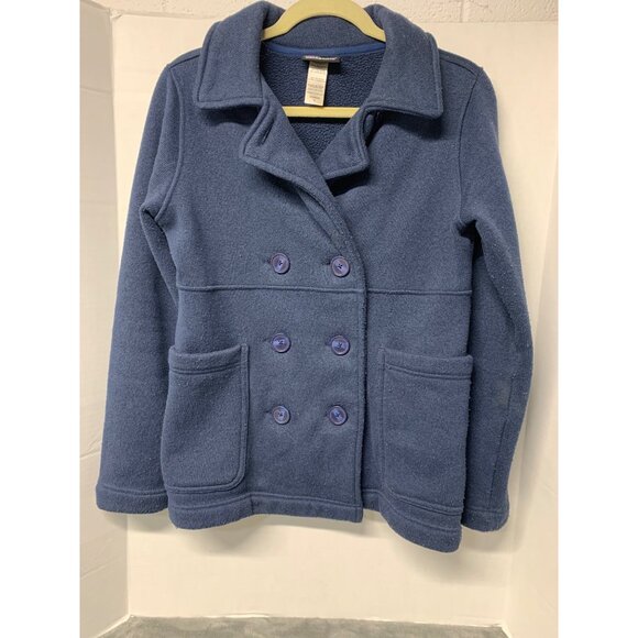 Patagonia Women's Med Navy Blue Double Breasted lined Jacket Cozy Warm Casual - Picture 2 of 15